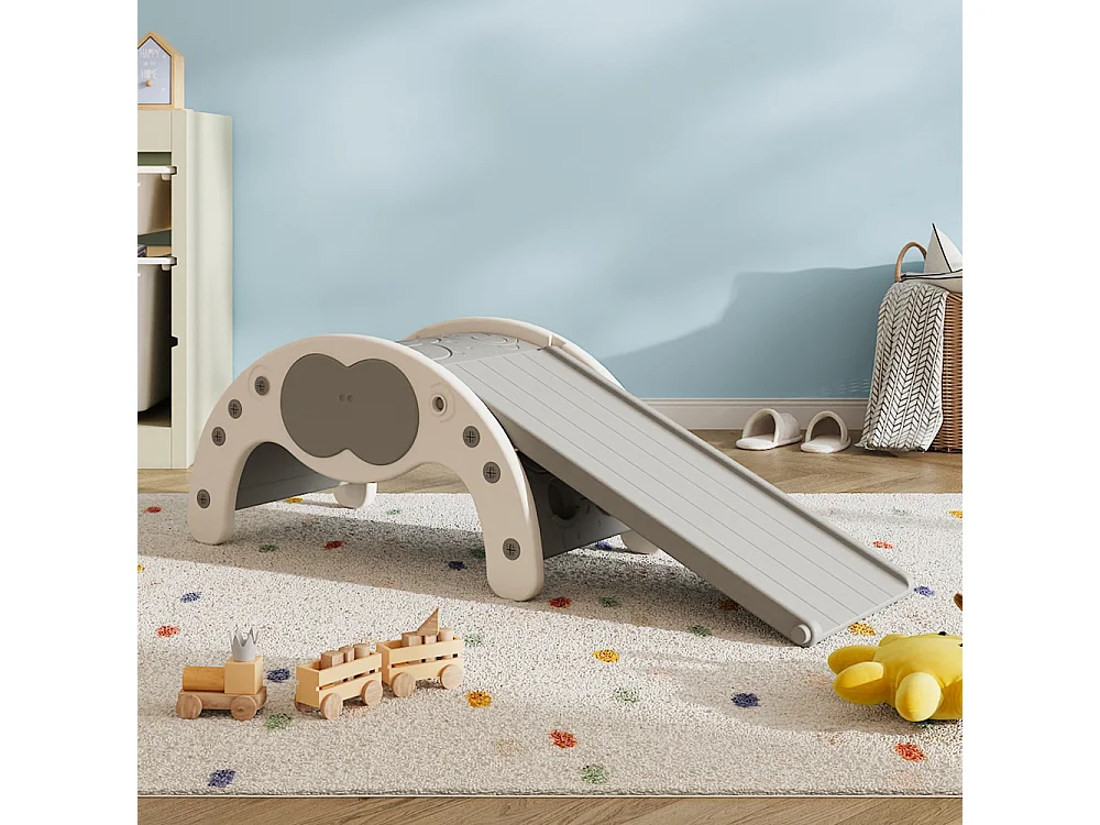 Grey and White Toddler Climbing Arch and Slide Set