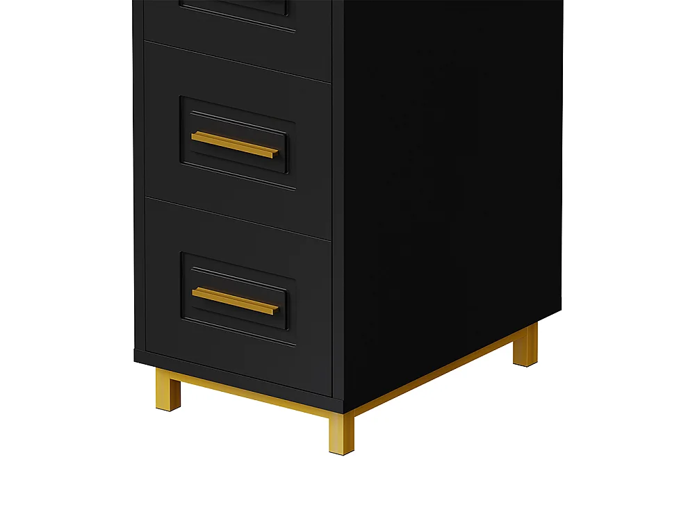 Black and Gold Nail Table with 5 Drawers, Storage Cabinet and Wrist Rest