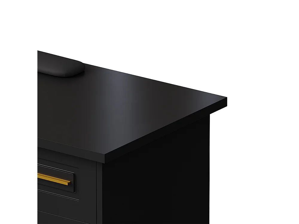 Black and Gold Nail Table with 5 Drawers, Storage Cabinet and Wrist Rest