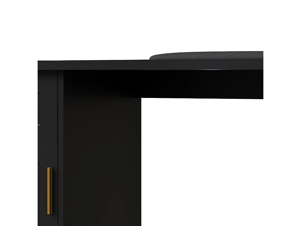 Black and Gold Nail Table with 5 Drawers, Storage Cabinet and Wrist Rest
