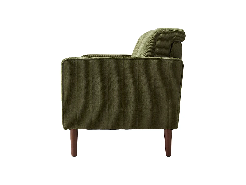 Green Corduroy 2 Seater Sofa with Cylindrical Pillows