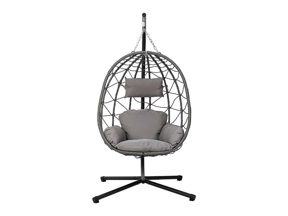 Grey Rattan Hanging Egg Chair with Cushion