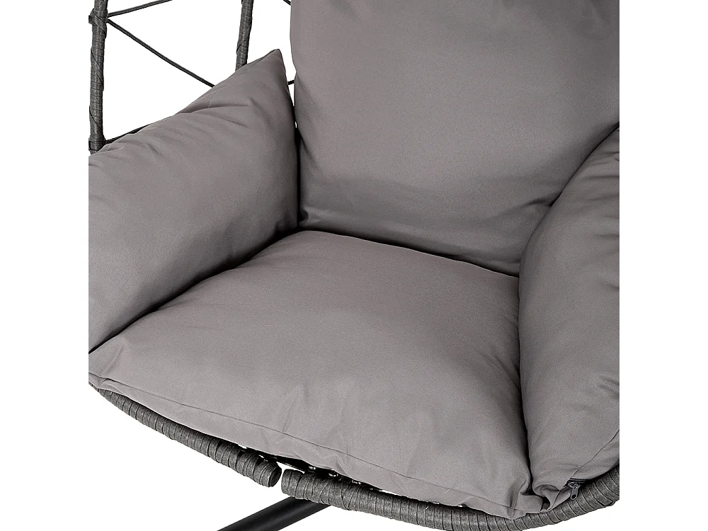 Grey Rattan Hanging Egg Chair with Cushion