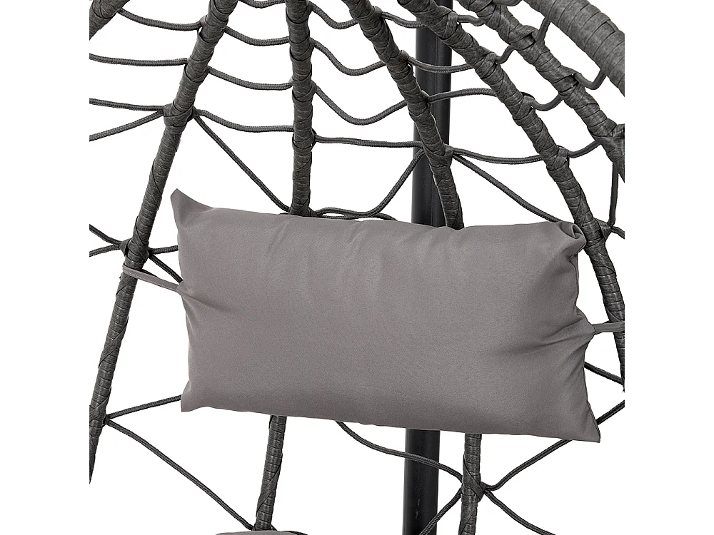 Grey Rattan Hanging Egg Chair with Cushion