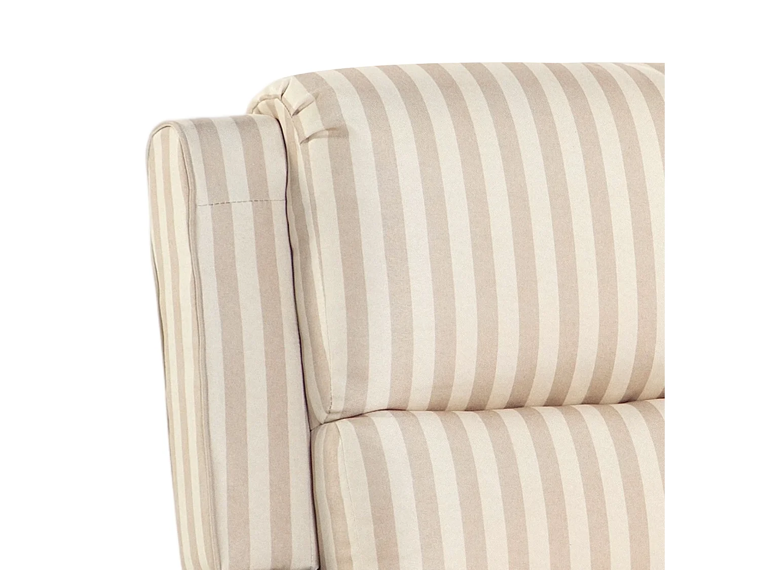 Light Brown & Beige White Stripe Linen Wingback Recliner Chair with Footstool