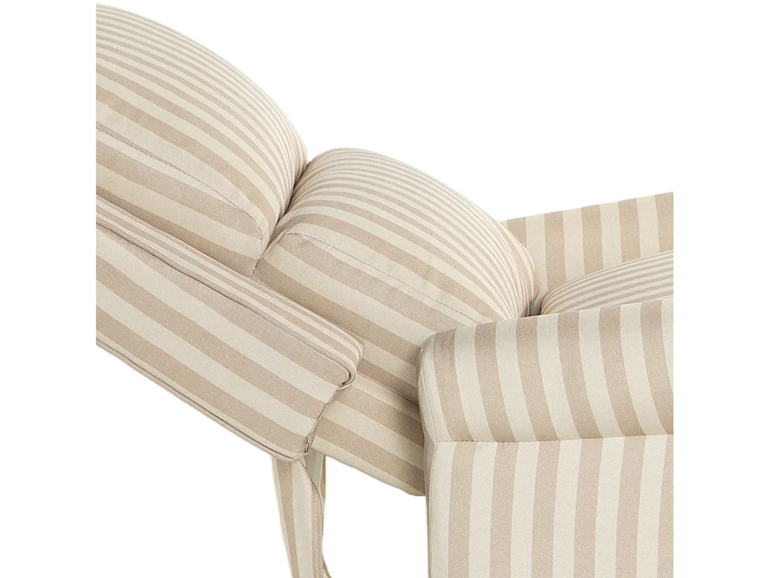 Light Brown & Beige White Stripe Linen Wingback Recliner Chair with Footstool