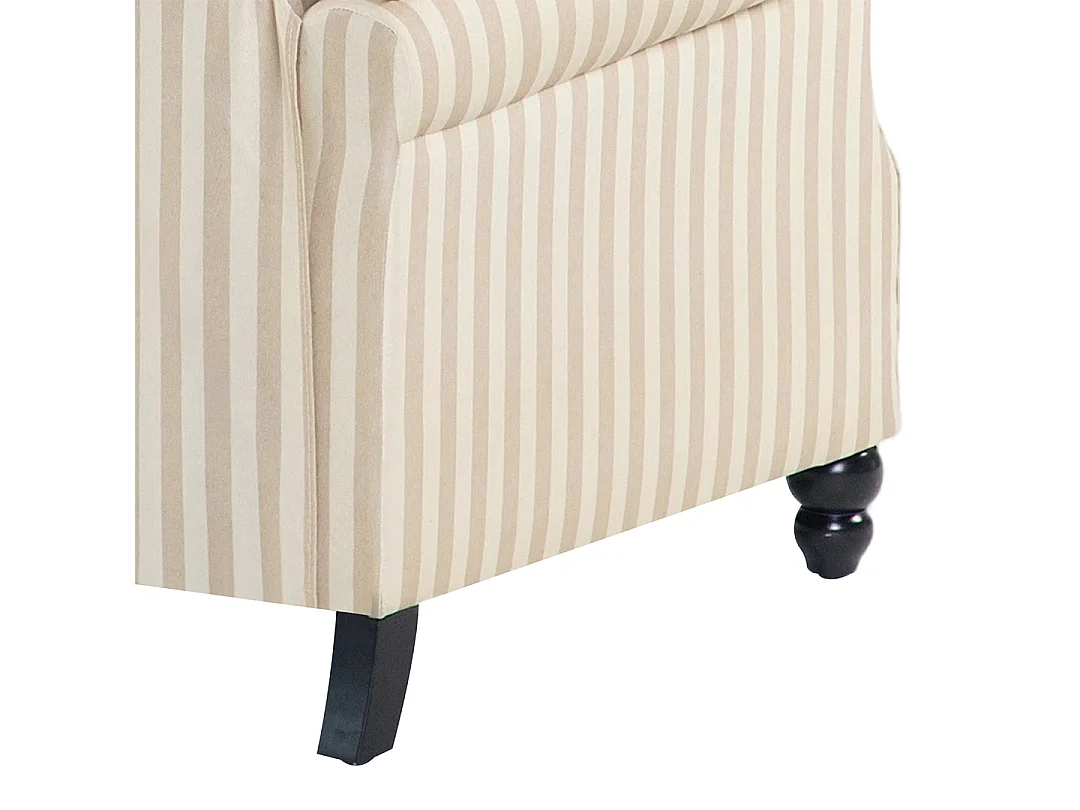 Light Brown & Beige White Stripe Linen Wingback Recliner Chair with Footstool
