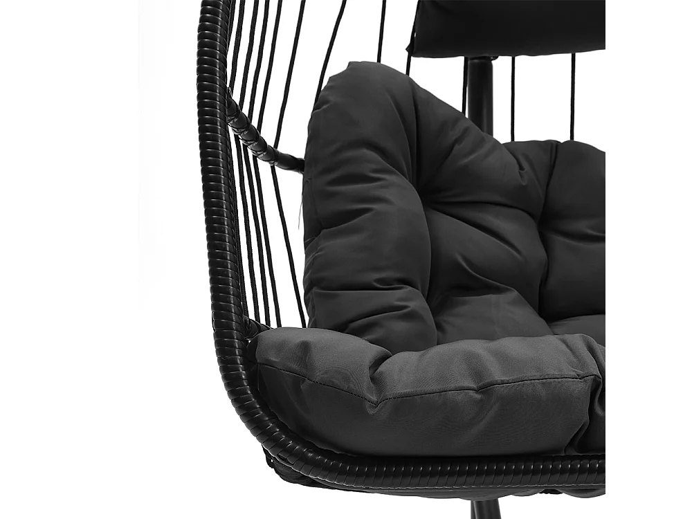 2-Seater Wicker Hanging Egg Chair with Cushions - 140cm