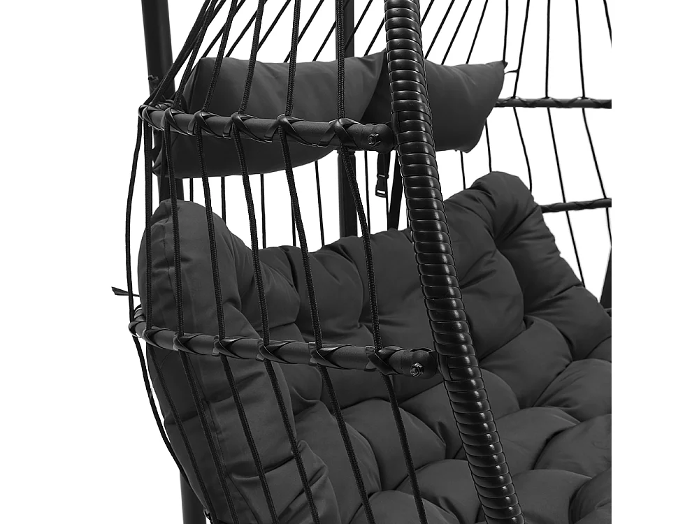 2-Seater Wicker Hanging Egg Chair with Cushions - 140cm