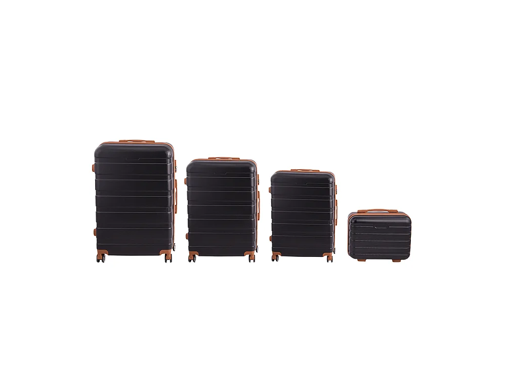 Black and Brown 4 Piece Hardshell Luggage Set with Spinner Wheels 14 20 24 and 28 Inch