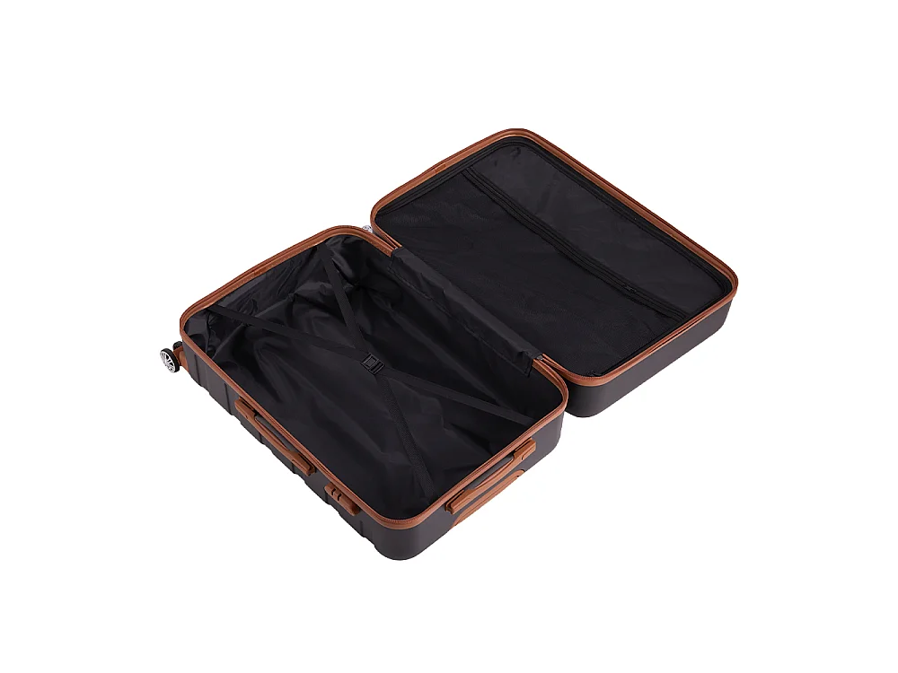 Black and Brown 4 Piece Hardshell Luggage Set with Spinner Wheels 14 20 24 and 28 Inch