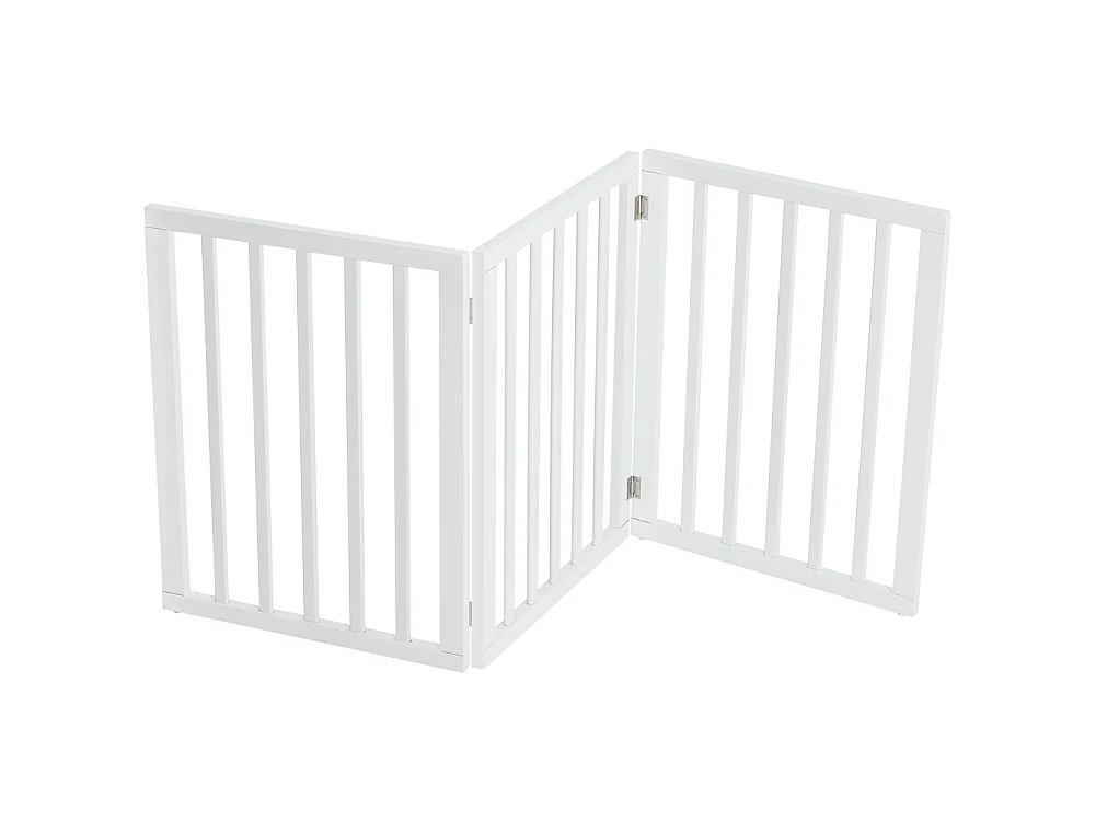 White 3 Panel Freestanding Folding Wooden Pet Gate 139cm