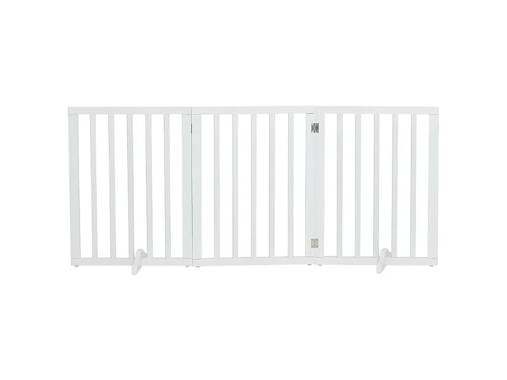 White 3 Panel Freestanding Folding Wooden Pet Gate 139cm