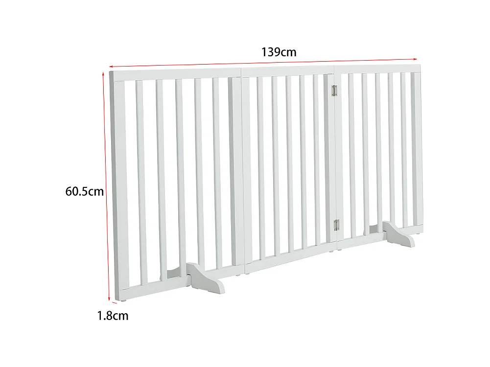 White 3 Panel Freestanding Folding Wooden Pet Gate 139cm