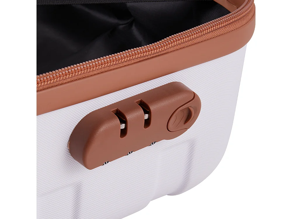 White and Brown 4 Piece Hardshell Luggage Set with Spinner Wheels 14 20 24 and 28 Inch
