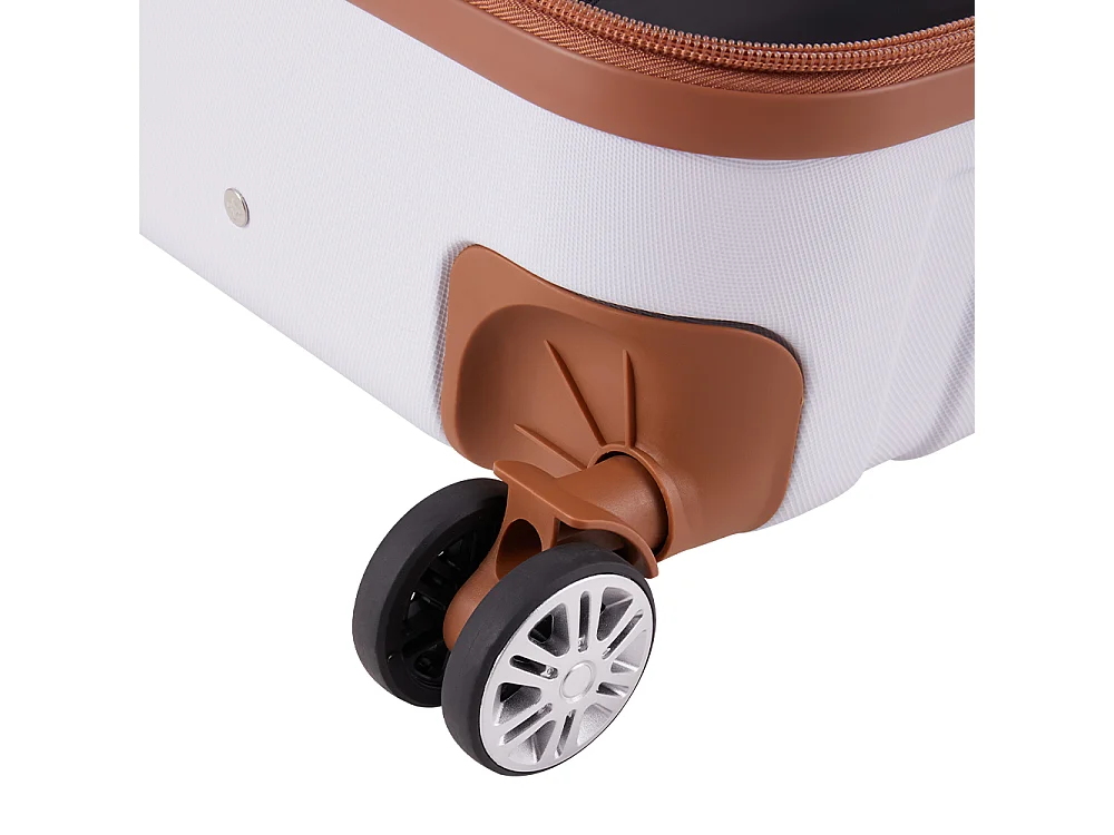 White and Brown 4 Piece Hardshell Luggage Set with Spinner Wheels 14 20 24 and 28 Inch