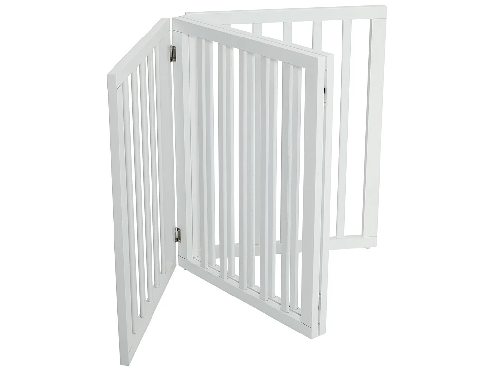 White 3 Panel Freestanding Folding Wooden Pet Gate 139cm