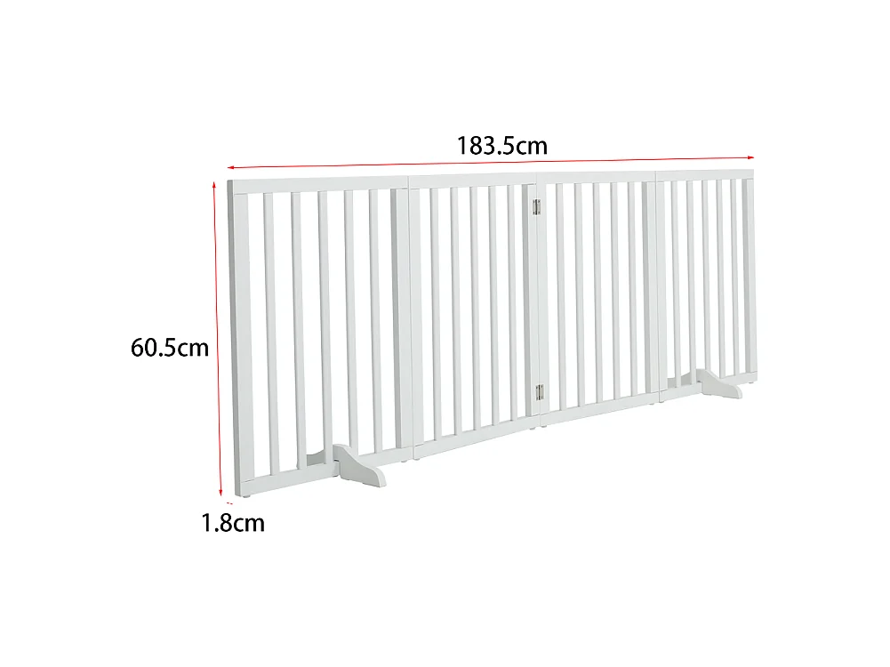 White 3 Panel Freestanding Folding Wooden Pet Gate 139cm