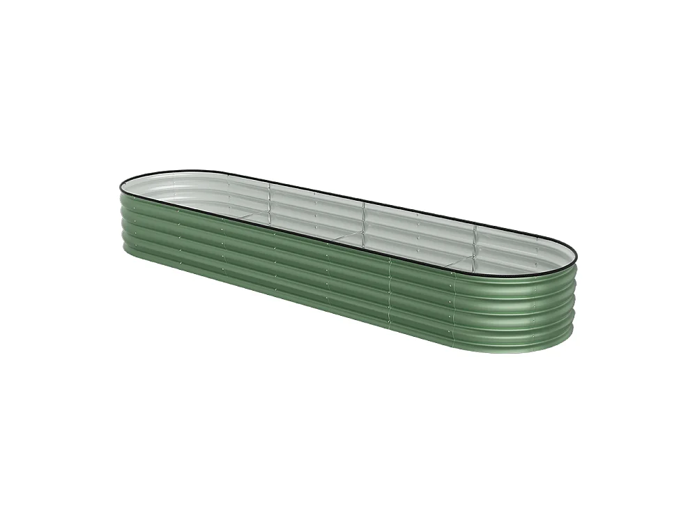 320x80x42cm Light Green Galvanised Steel Oval Raised Garden Bed
