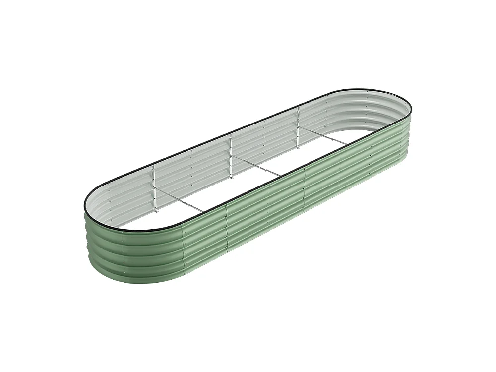 320x80x42cm Light Green Galvanised Steel Oval Raised Garden Bed