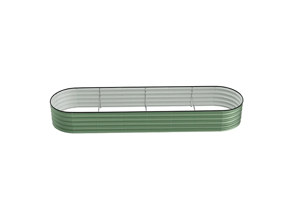 320x80x42cm Light Green Galvanised Steel Oval Raised Garden Bed