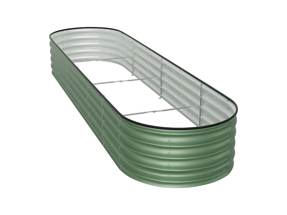 320x80x42cm Light Green Galvanised Steel Oval Raised Garden Bed