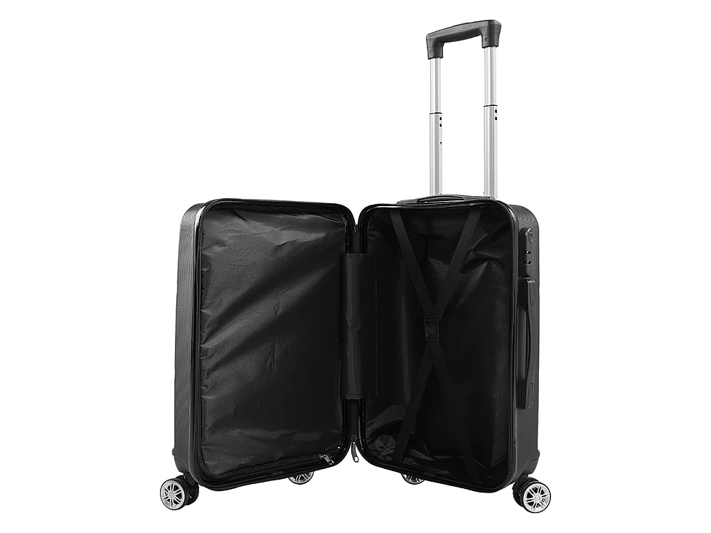Black 3 Piece Hardshell Luggage Set with Spinner Wheels 20 24 and 28 Inch