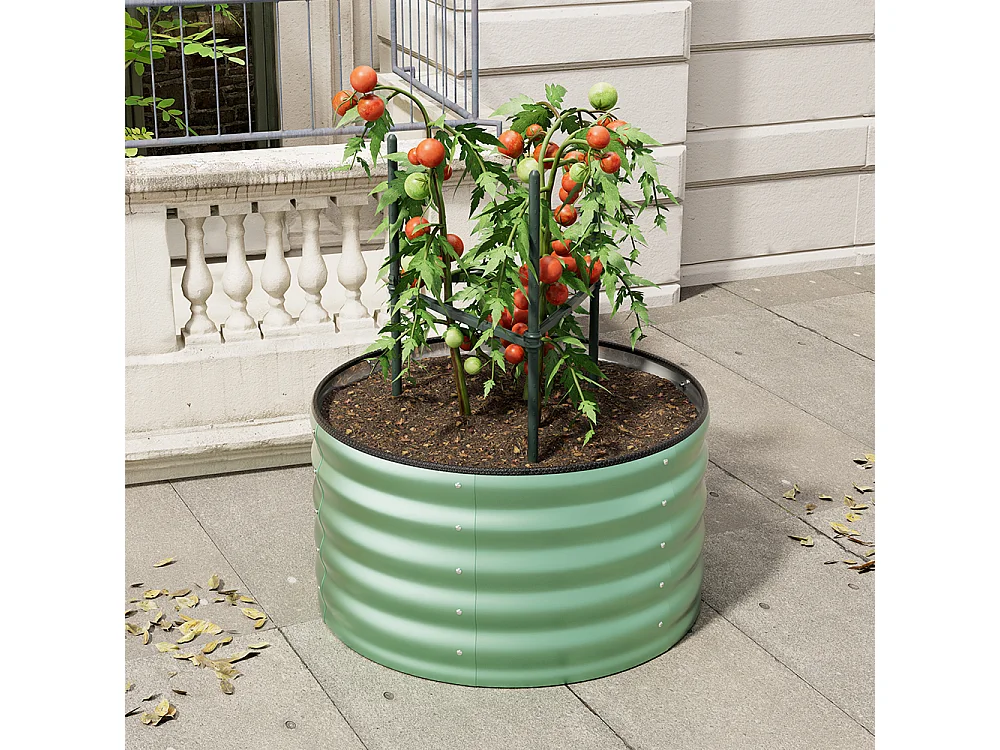 80x80x40cm Light Green Galvanised Steel Round Raised Garden Bed