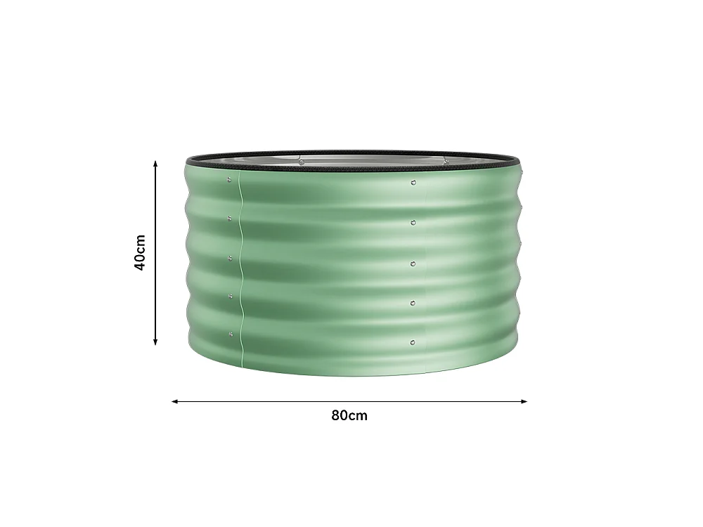 80x80x40cm Light Green Galvanised Steel Round Raised Garden Bed