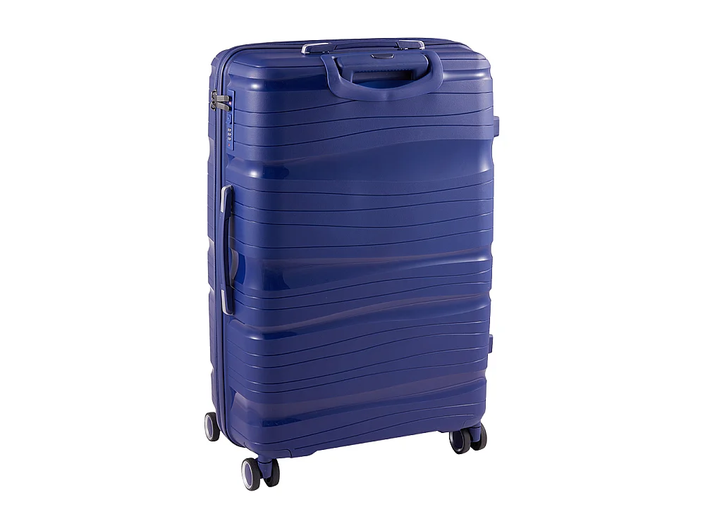 Navy Blue 4 Piece PP Hardshell Luggage Set with Spinner Wheels 14 20 24 and 28 Inch