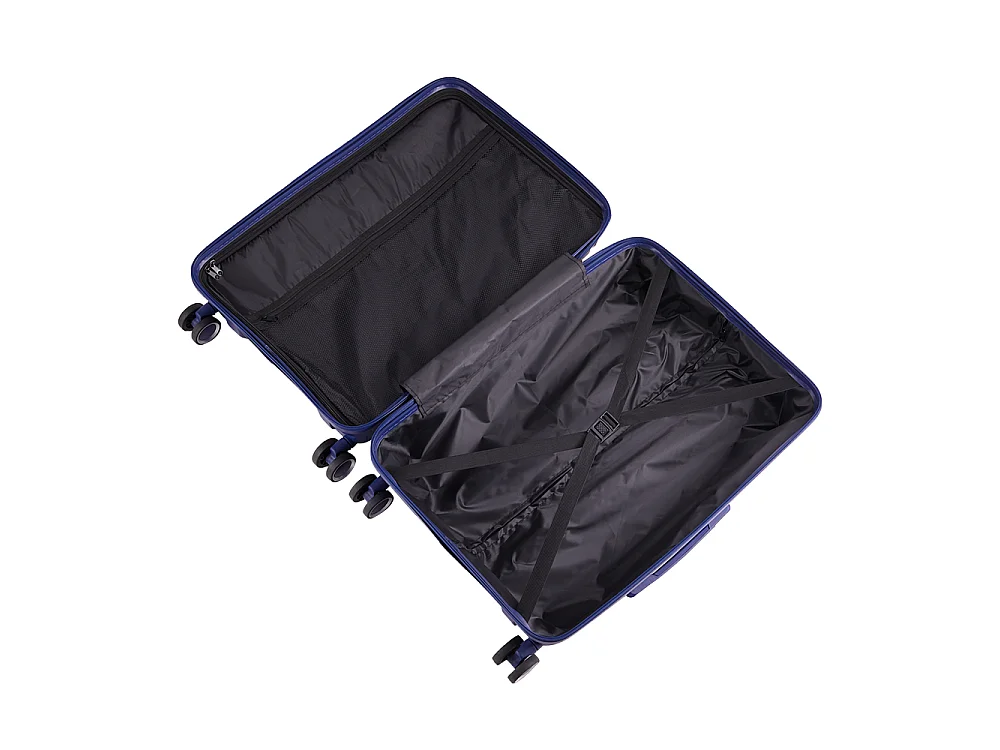 Navy Blue 4 Piece PP Hardshell Luggage Set with Spinner Wheels 14 20 24 and 28 Inch