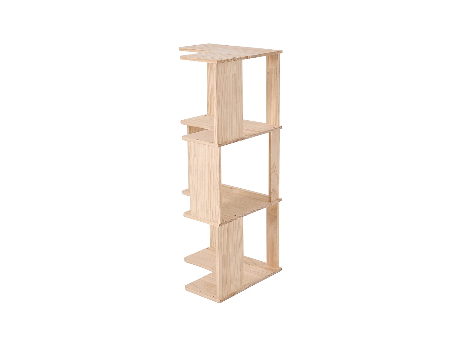 3-Tier L-Shaped Wooden Storage Rack with Shelves - Natural