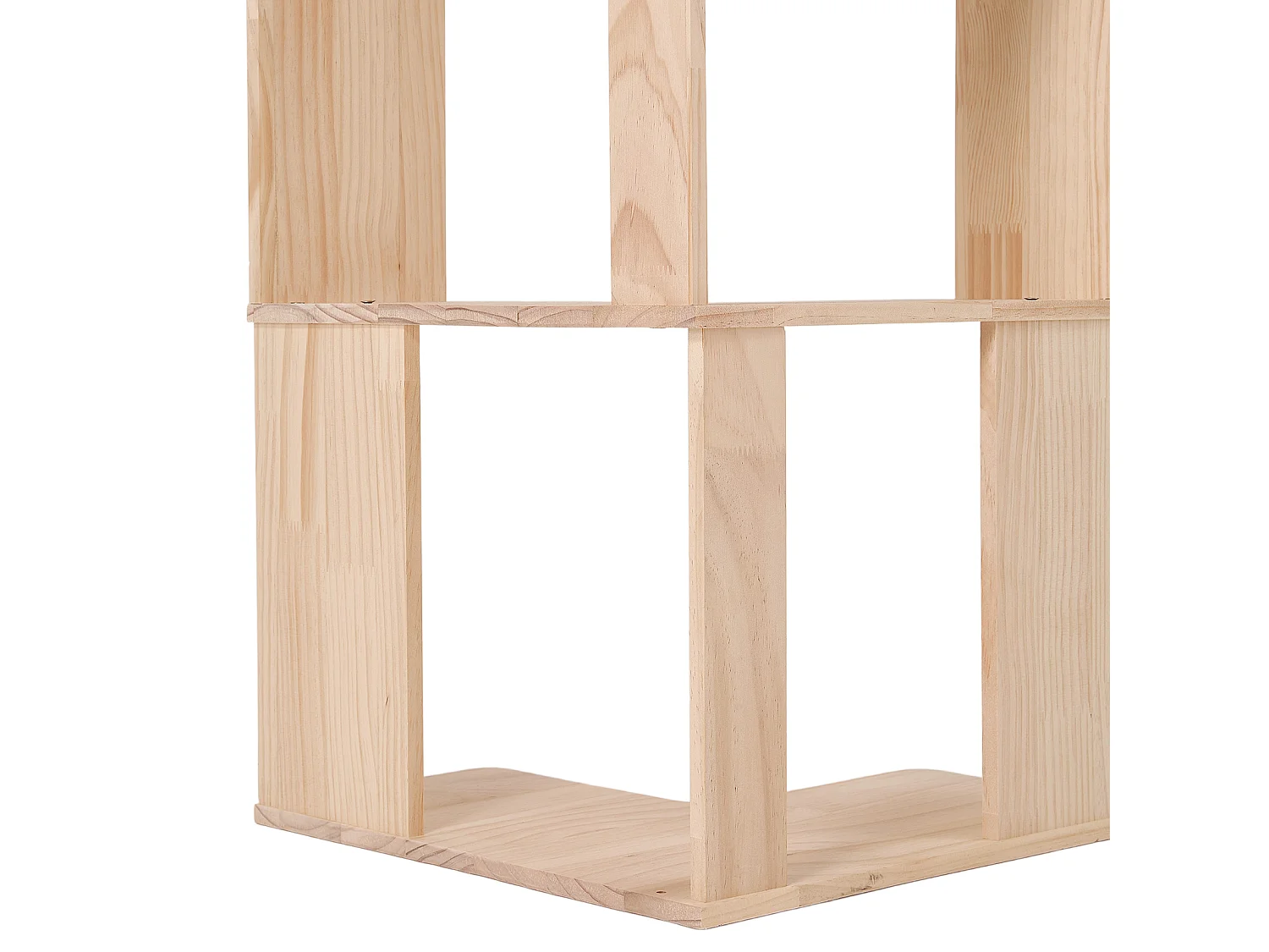 3-Tier L-Shaped Wooden Storage Rack with Shelves - Natural
