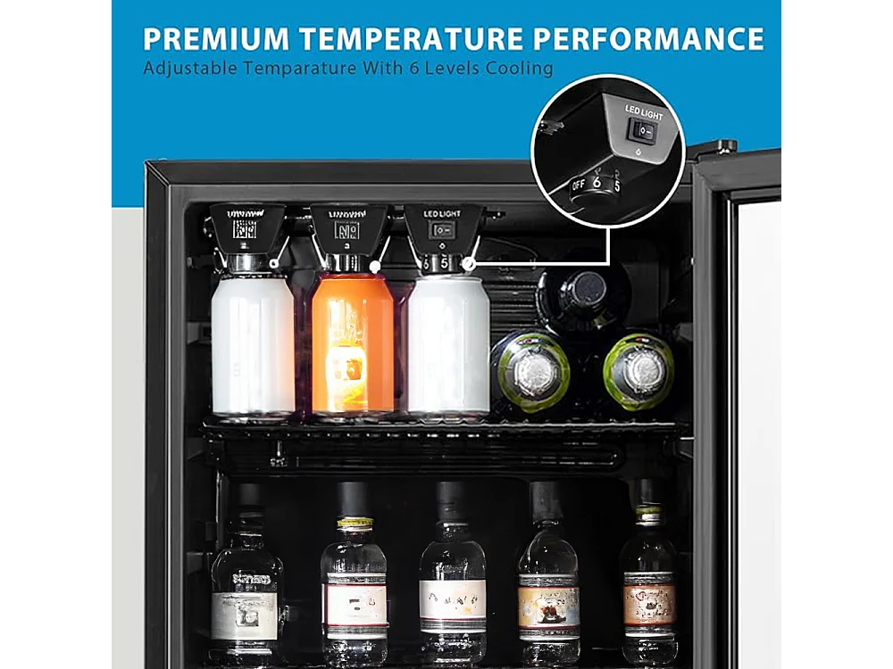 Comfee Black 93L Drinks Fridge with Glass Door 2°C to 15°C