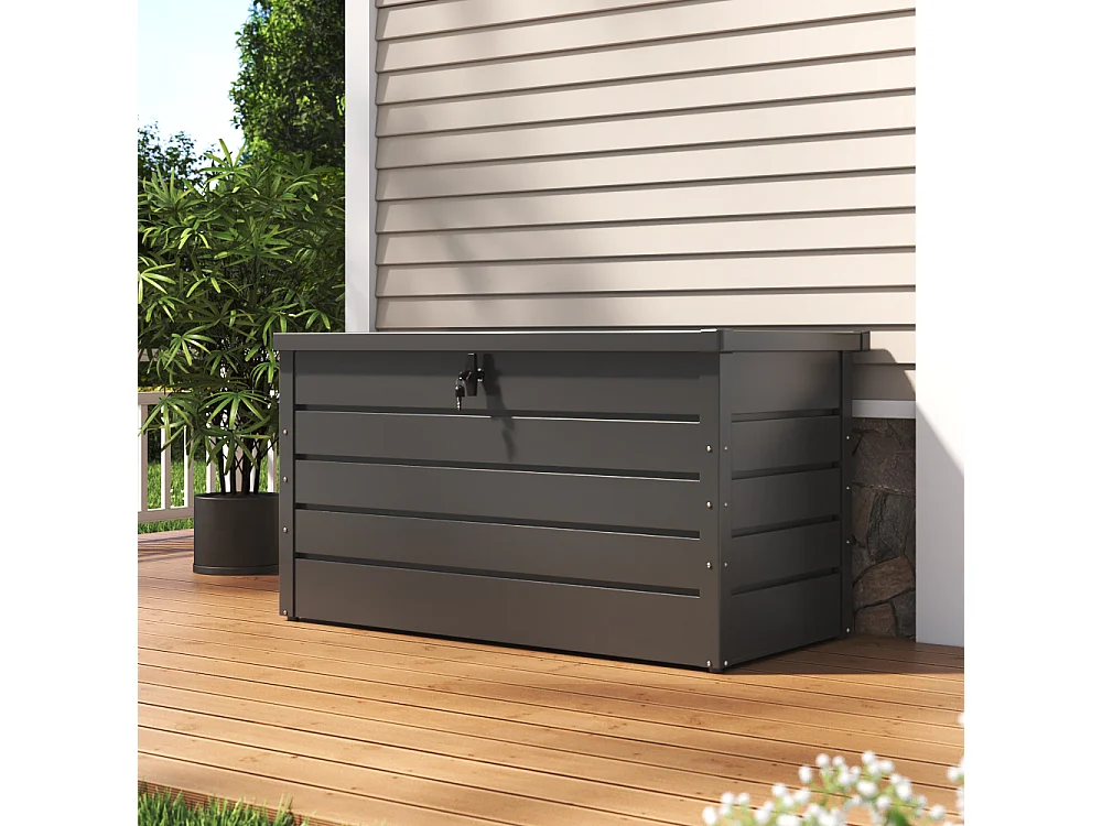 350L Grey Metal Lockable Garden Storage Box