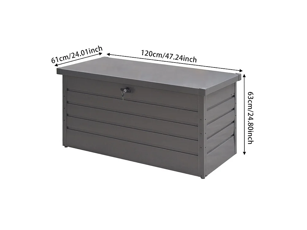 350L Grey Metal Lockable Garden Storage Box