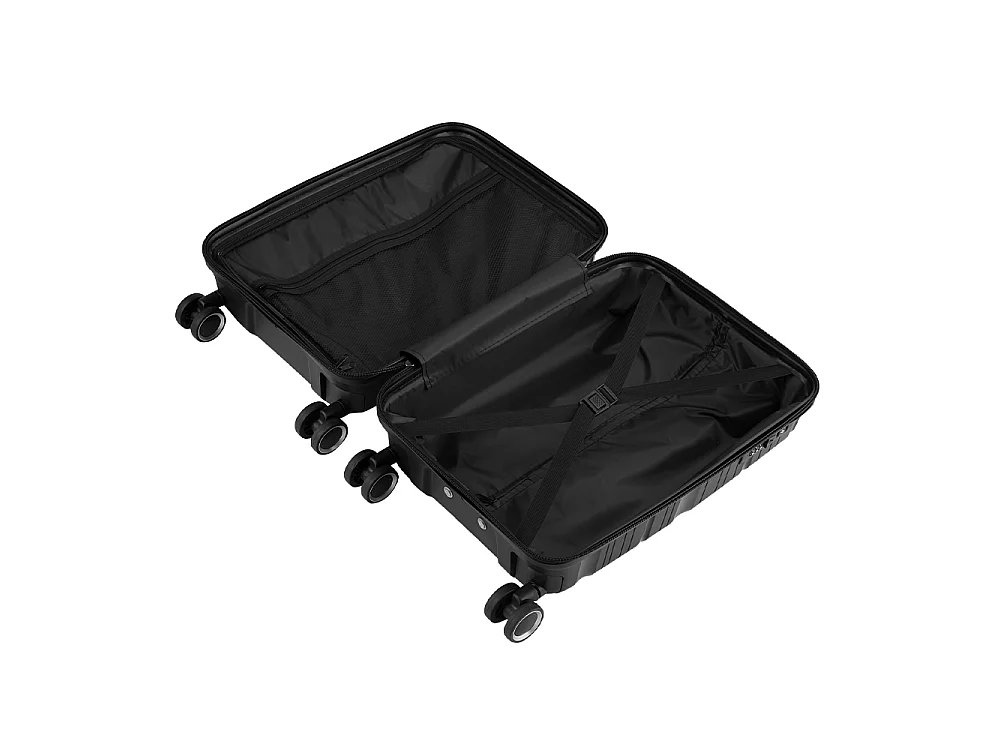 Black 4 Piece PP Hardshell Luggage Set with Spinner Wheels 14 20 24 and 28 Inch