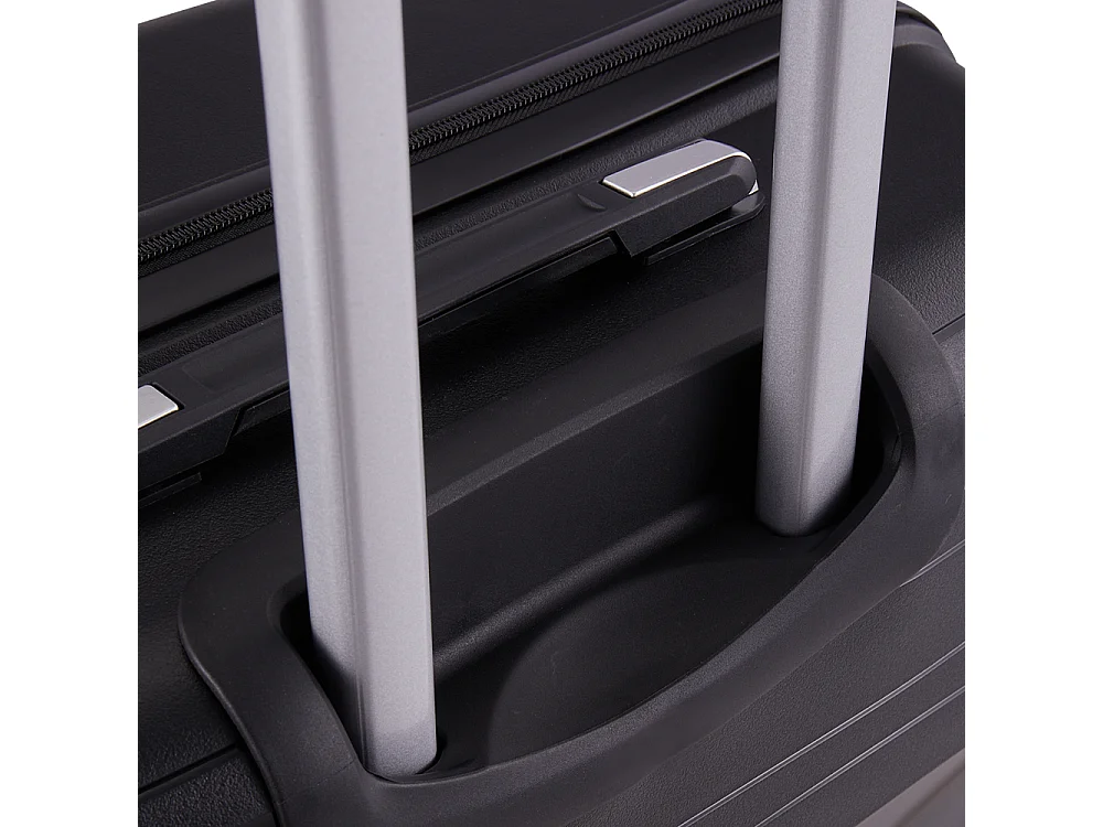 Black 4 Piece PP Hardshell Luggage Set with Spinner Wheels 14 20 24 and 28 Inch