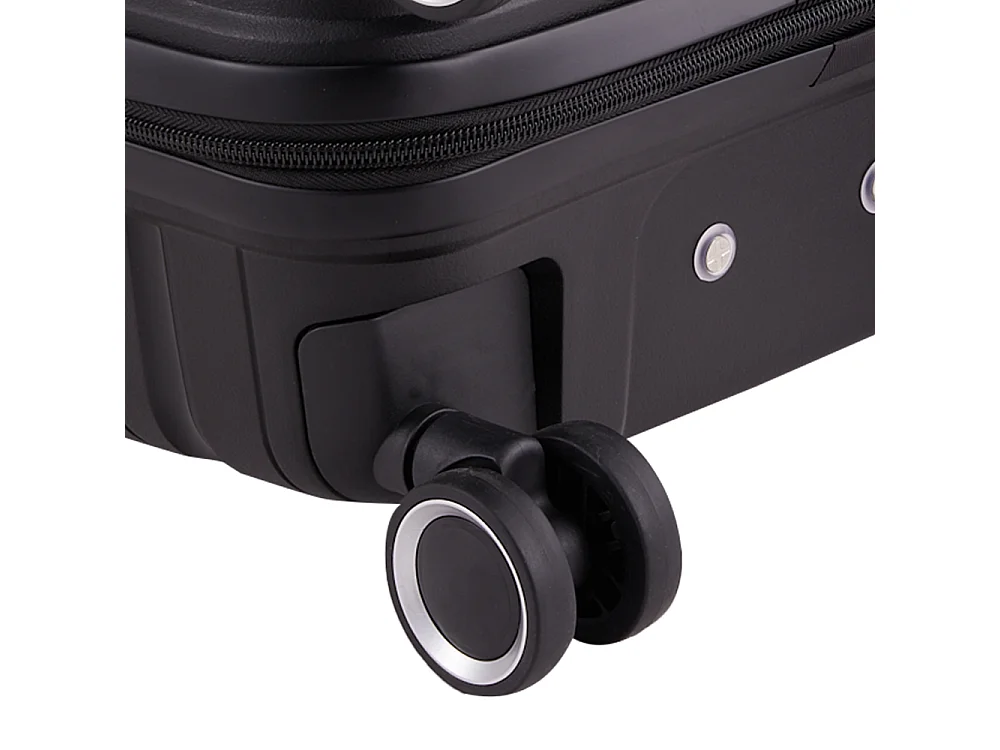 Black 4 Piece PP Hardshell Luggage Set with Spinner Wheels 14 20 24 and 28 Inch