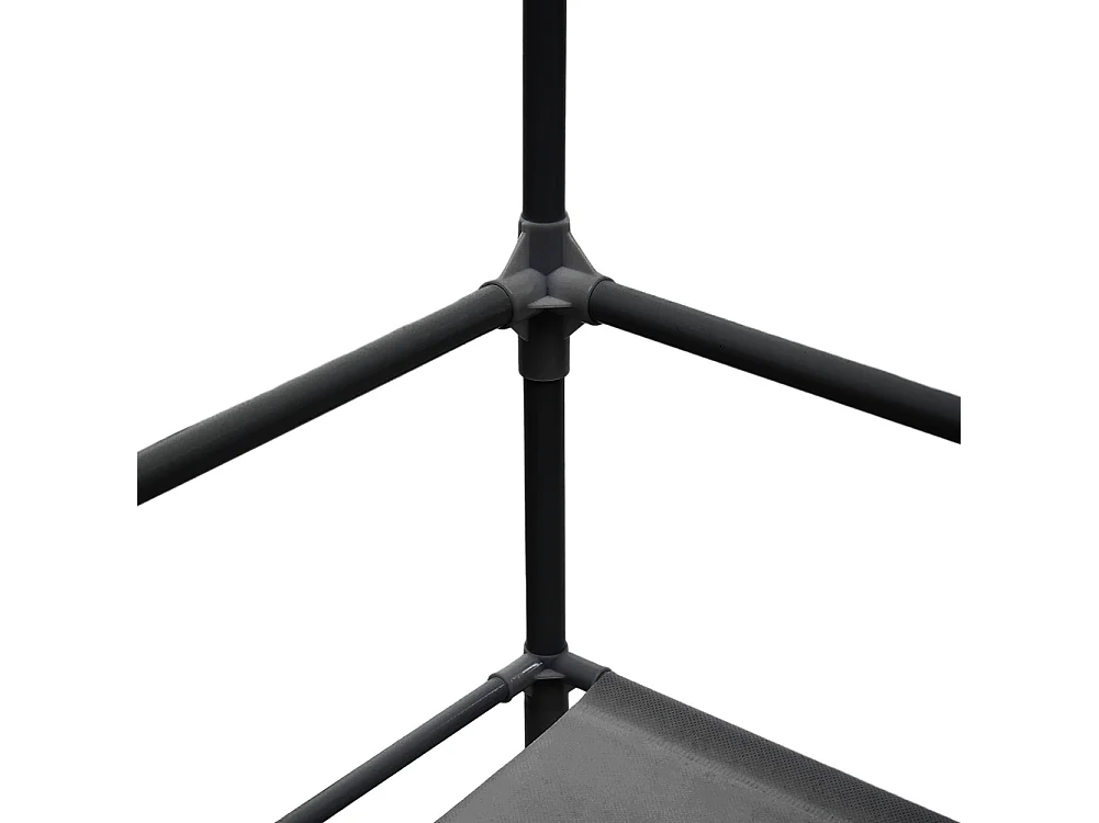 4-Tier Black Metal Coat Rack with Hooks and Fabric Shelves - 60 x 158cm