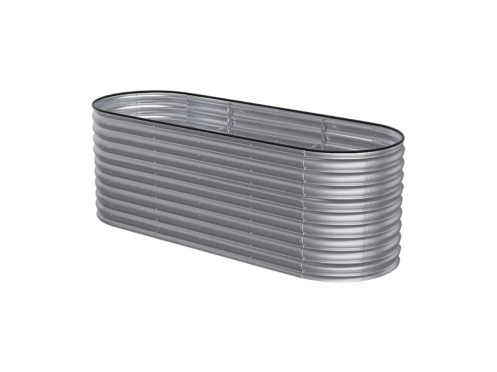 240x80x80cm Silver Galvanised Steel Oval Raised Garden Bed