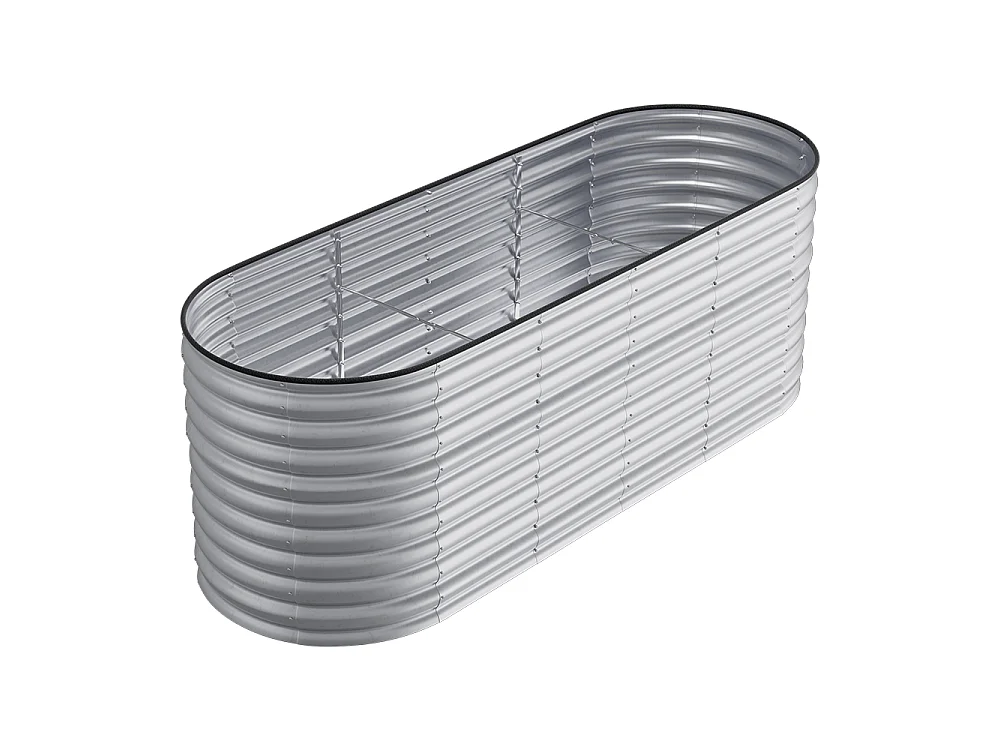 240x80x80cm Silver Galvanised Steel Oval Raised Garden Bed
