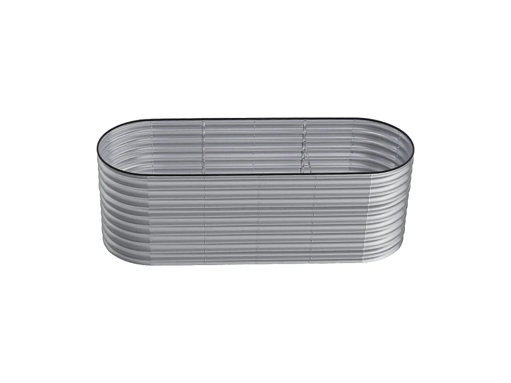 240x80x80cm Silver Galvanised Steel Oval Raised Garden Bed