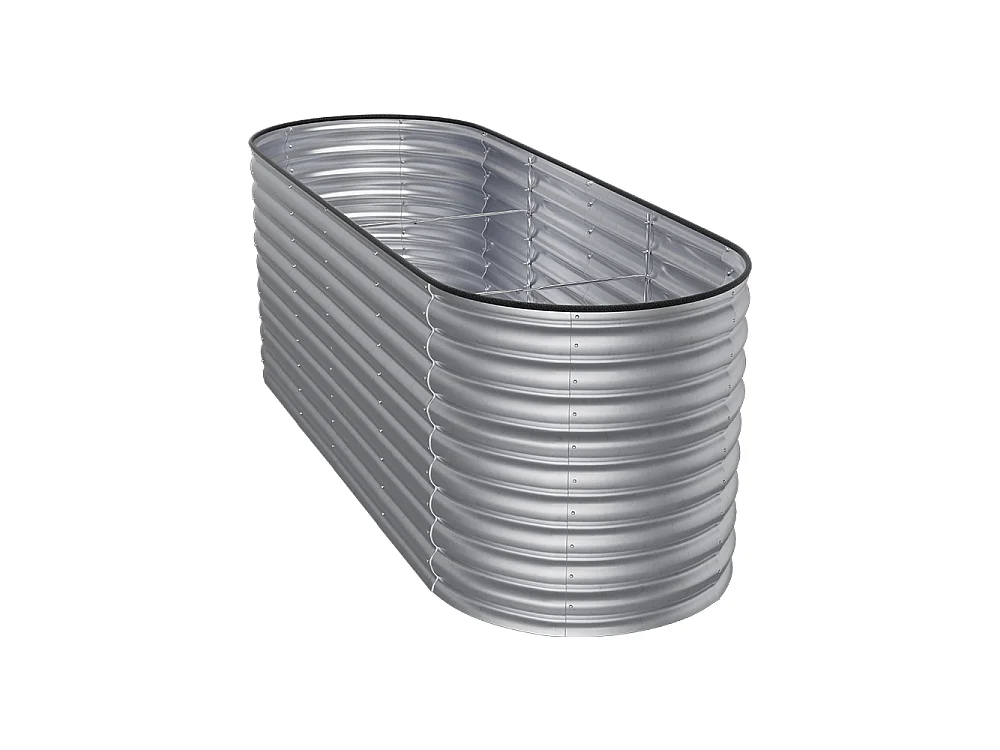 240x80x80cm Silver Galvanised Steel Oval Raised Garden Bed