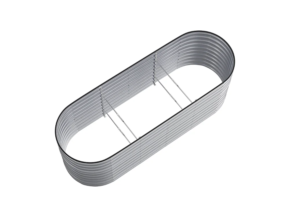 240x80x80cm Silver Galvanised Steel Oval Raised Garden Bed