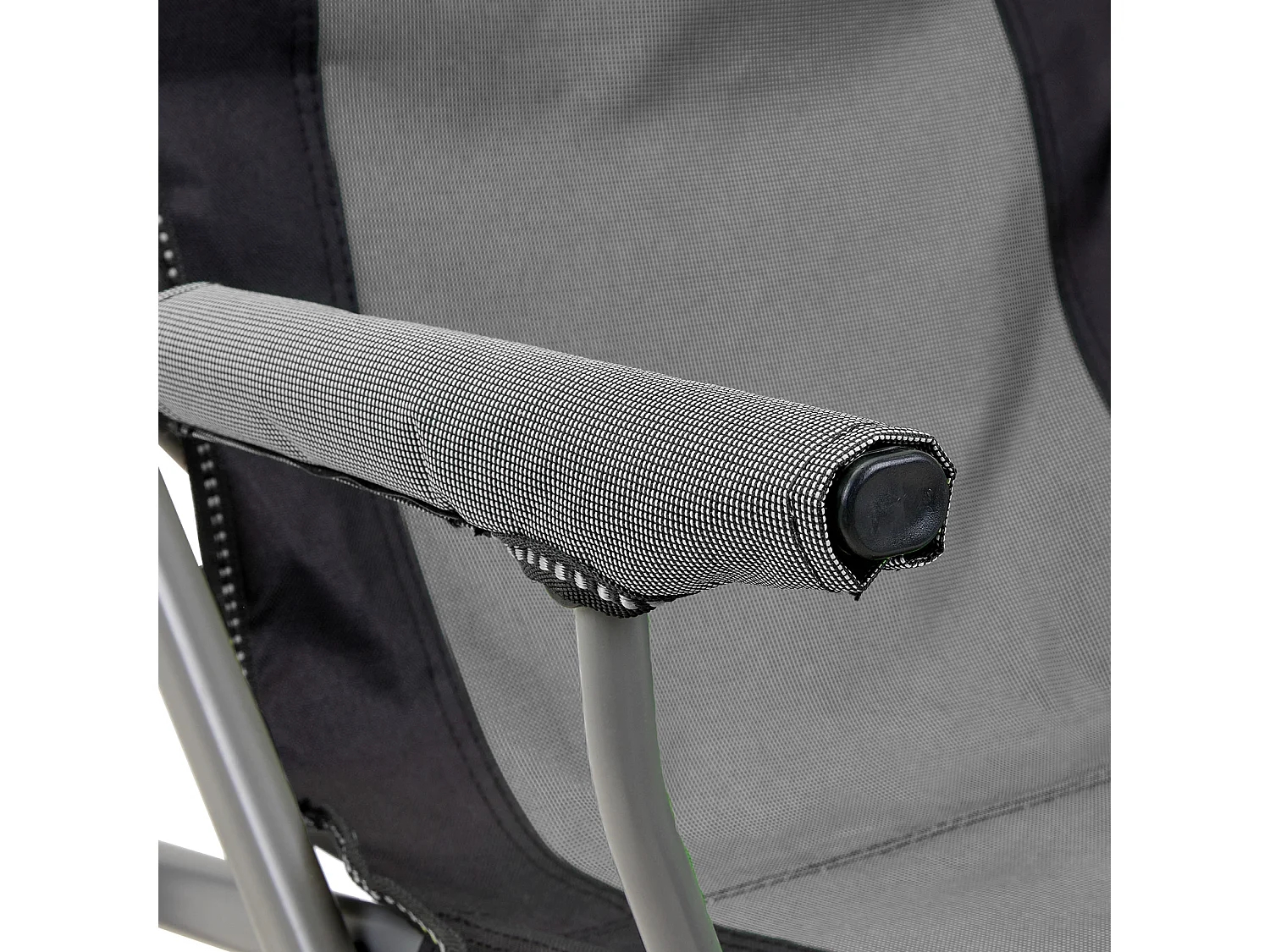 Beige Folding Reclining Camping Chair with Removable Footrest & Carry Bag