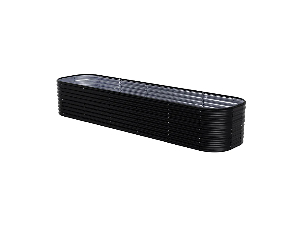 320x80x56cm Anthracite Galvanized Steel Oval Raised Garden Bed