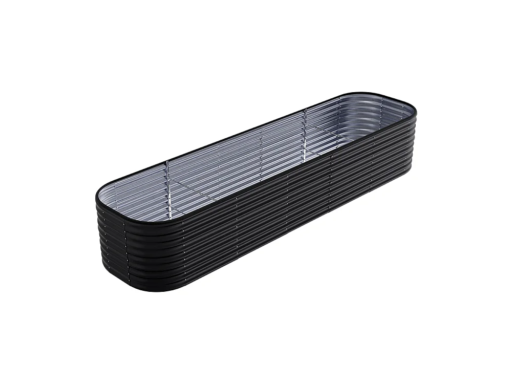320x80x56cm Anthracite Galvanized Steel Oval Raised Garden Bed