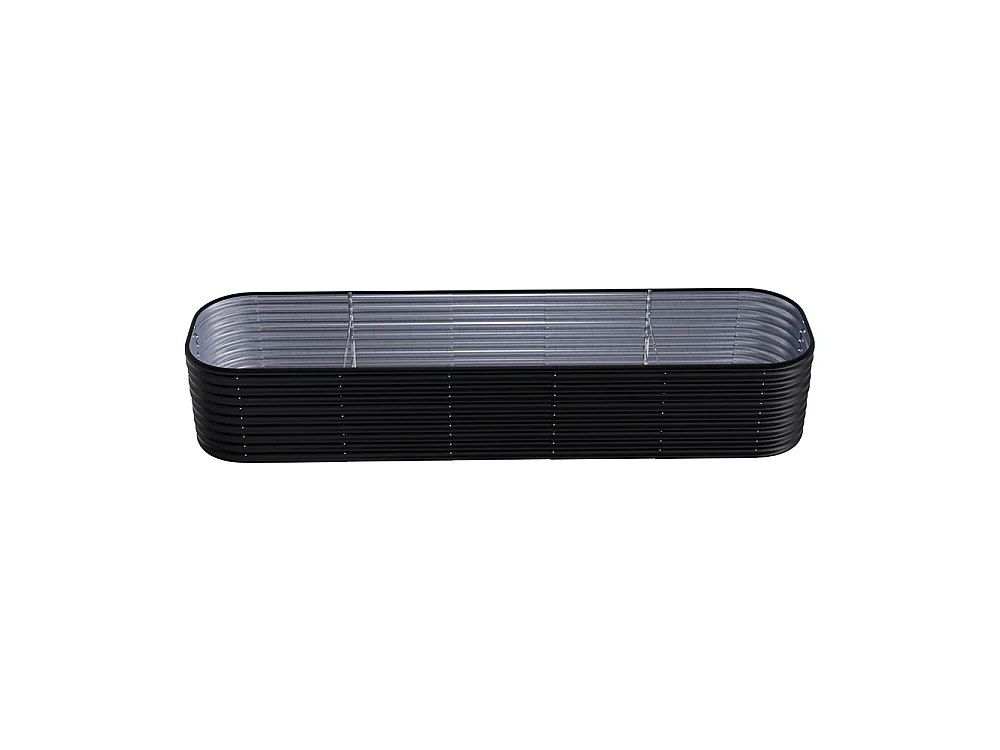 320x80x56cm Anthracite Galvanized Steel Oval Raised Garden Bed