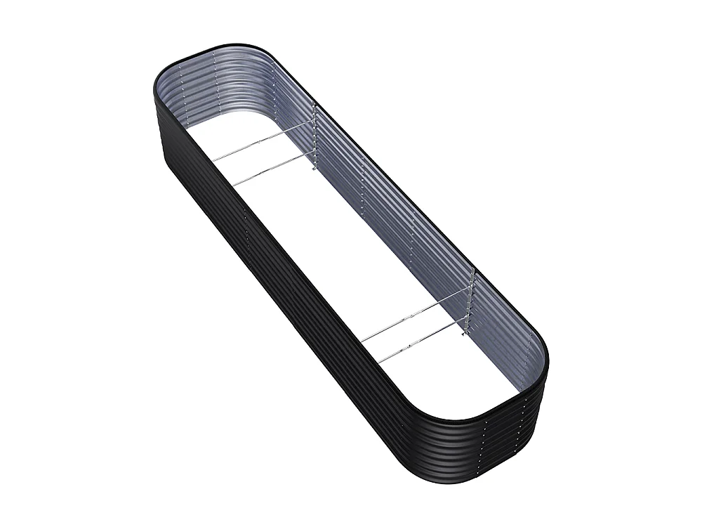 320x80x56cm Anthracite Galvanized Steel Oval Raised Garden Bed